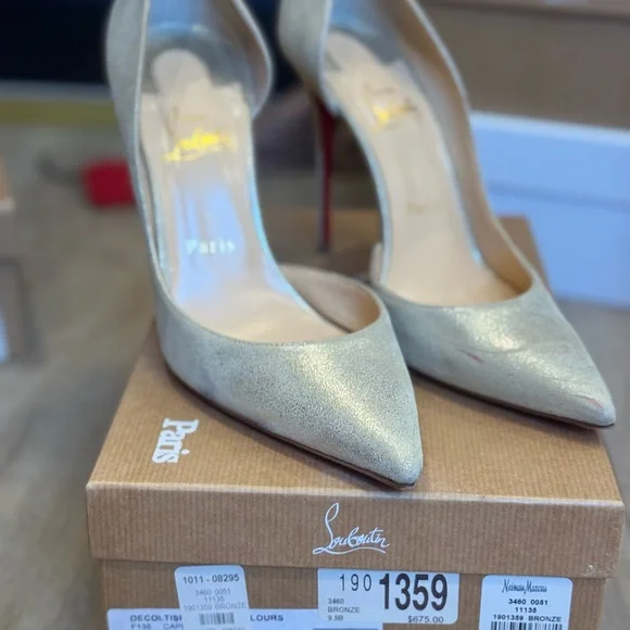 Christian Louboutin Gold Heeled Pumps for Special Occasions